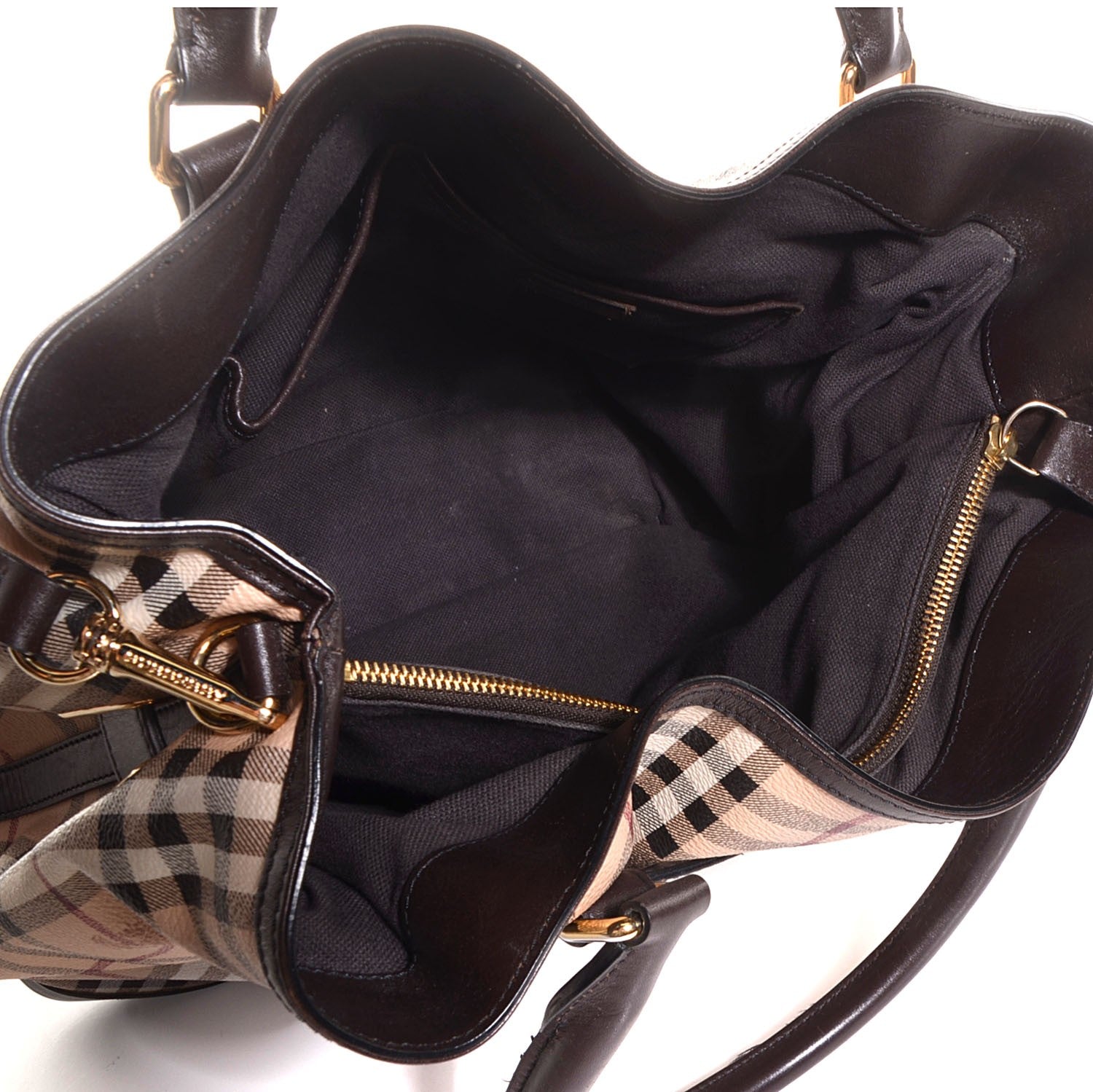 Burberry Haymarket Check Medium Golderton Tote Chocolate 5 of 11
