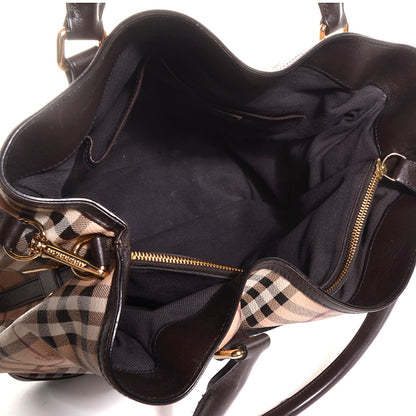 Burberry Haymarket Check Medium Golderton Tote Chocolate 5 of 11