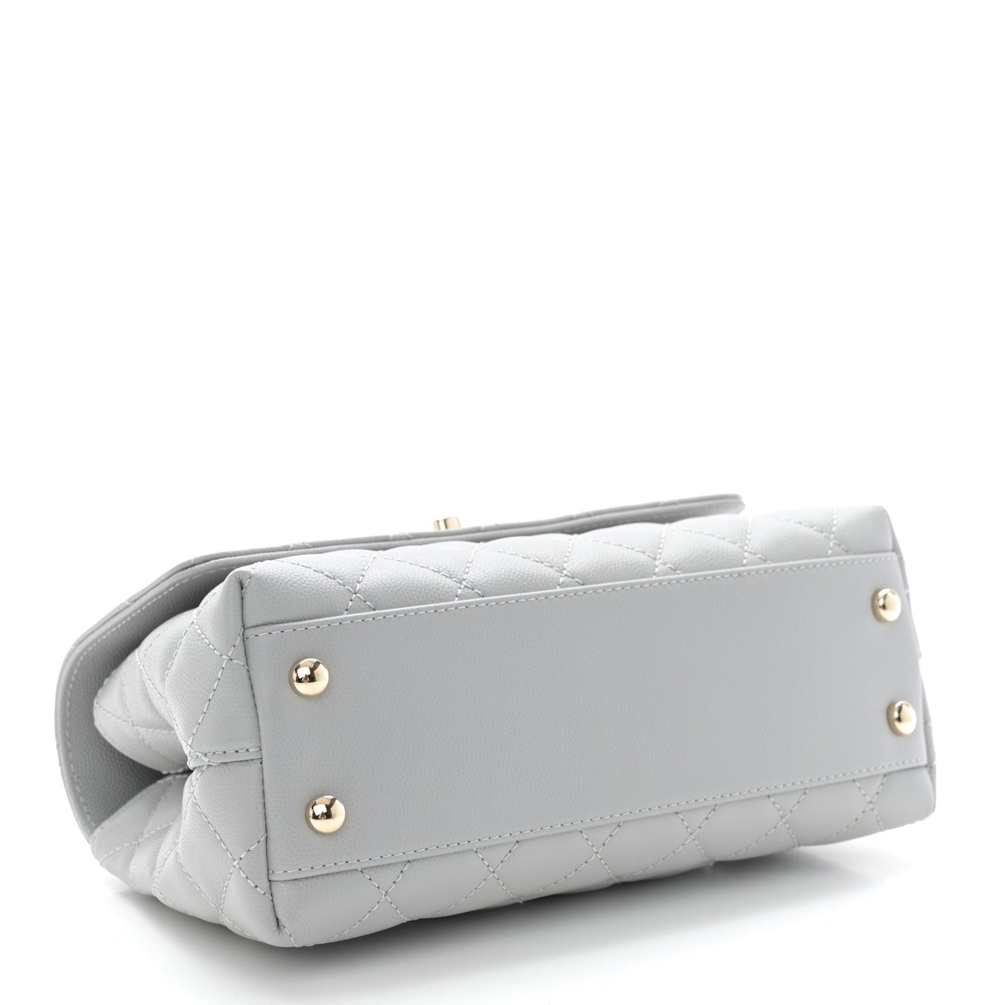 Caviar Quilted Mini Coco Handle Flap Light Grey