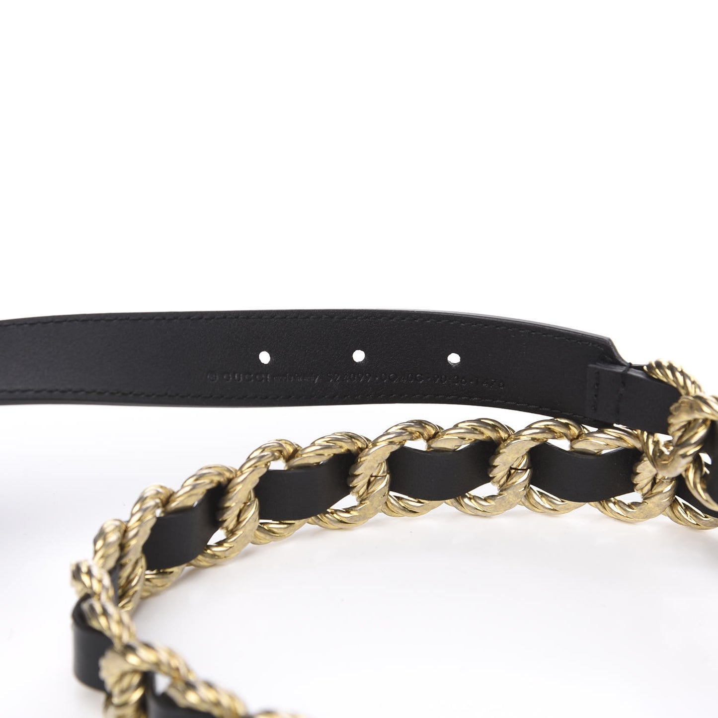 Calfskin Torchon Double G Chain 25mm Belt 90 36 Black