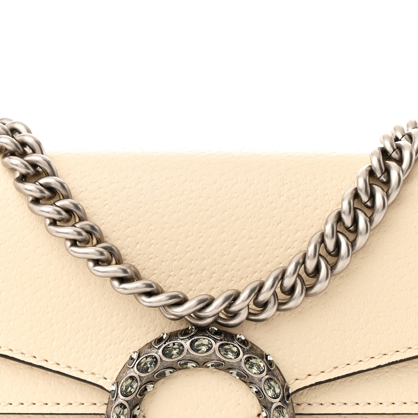 Textured Calfskin Crystal Mini Dionysus Shoulder Bag Mystic White
