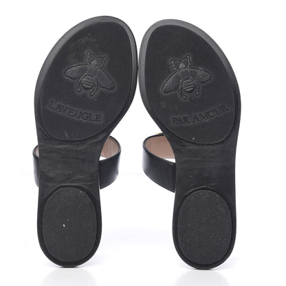 Gucci Calfskin GG Marmont Thong Sandals 38 Black 5 of 9