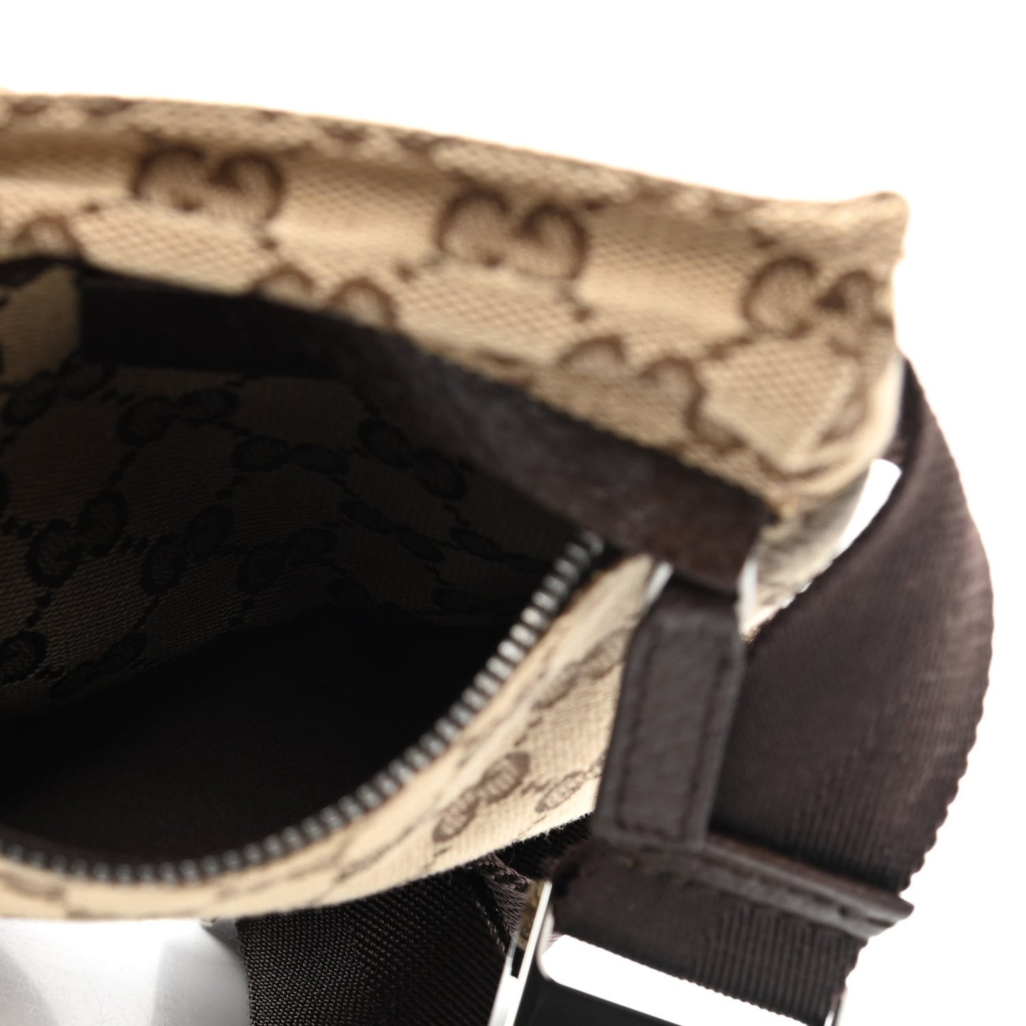 GG Monogram Double Pocket Belt Bag Dark Brown