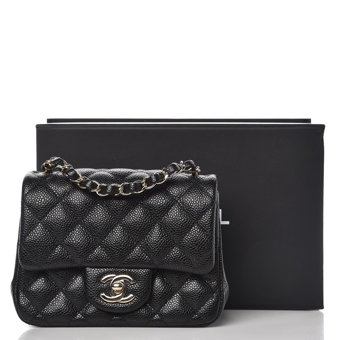 Caviar Quilted Mini Square Flap Black