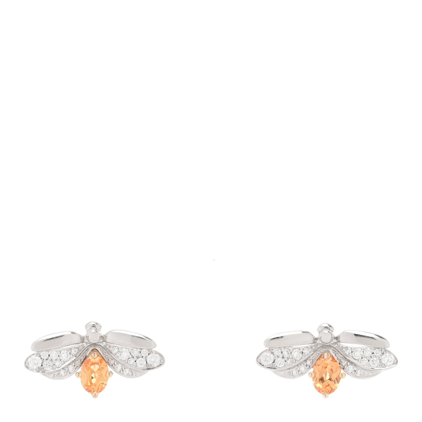 Platinum 18K Yellow Gold Diamond Spessartine Paper Flowers Firefly Earrings