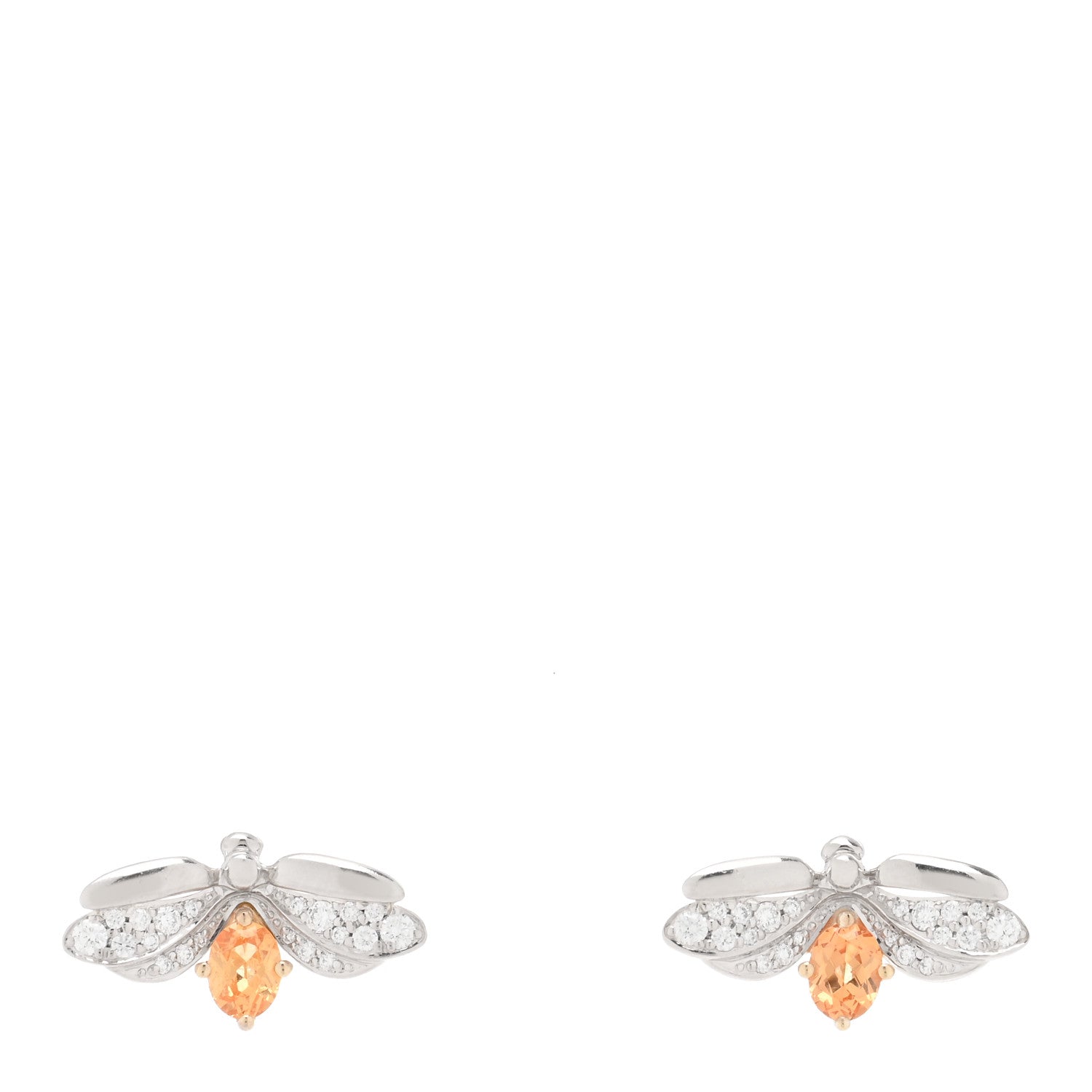 Tiffany Platinum 18K Yellow Gold Diamond Spessartine Paper Flowers Firefly Earrings 1 of 4