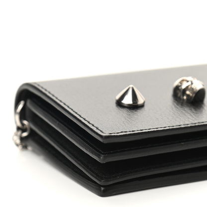 Alexander McQueen Calfskin Skull Stud Chain Wallet Black 6 of 8