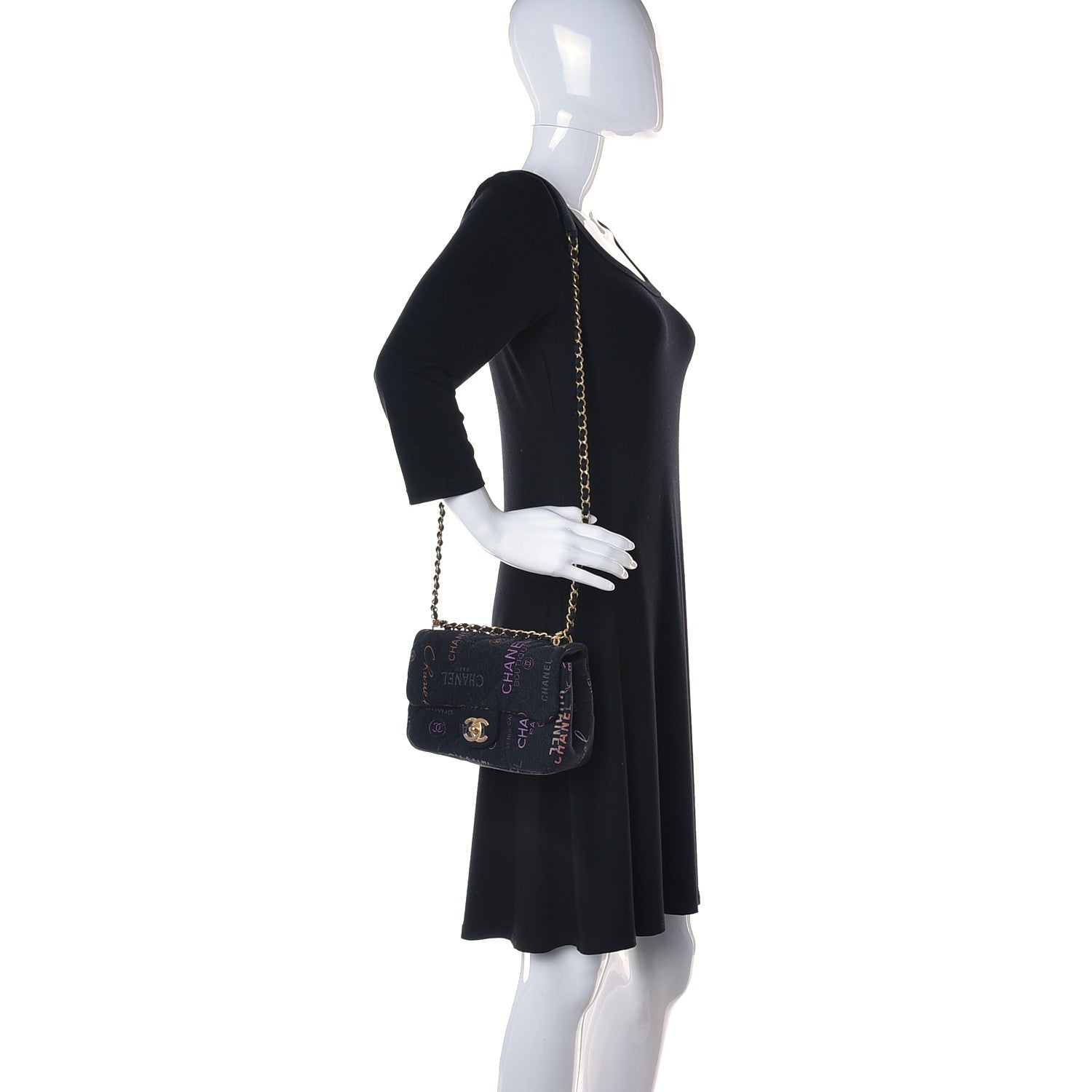 Chanel Denim Quilted Denim Mood Mini Rectangular Flap Black Multicolor 3 of 13