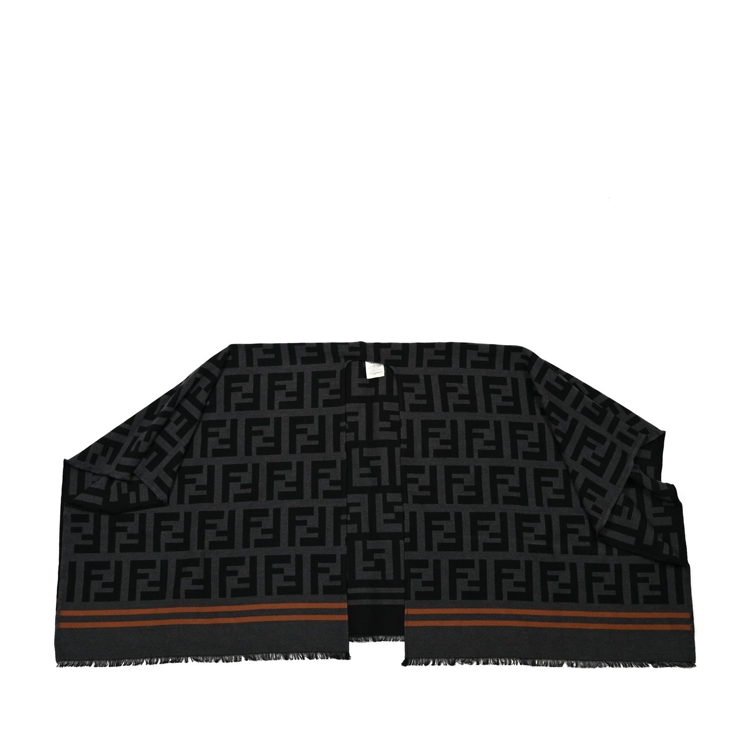 Wool Silk FF Poncho Black
