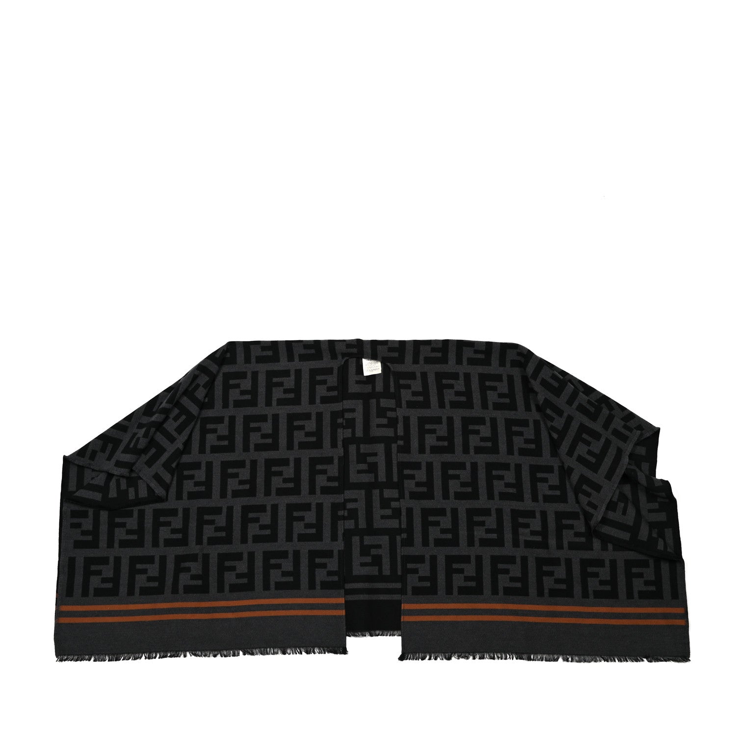 Fendi Wool Silk FF Poncho Black 2 of 4