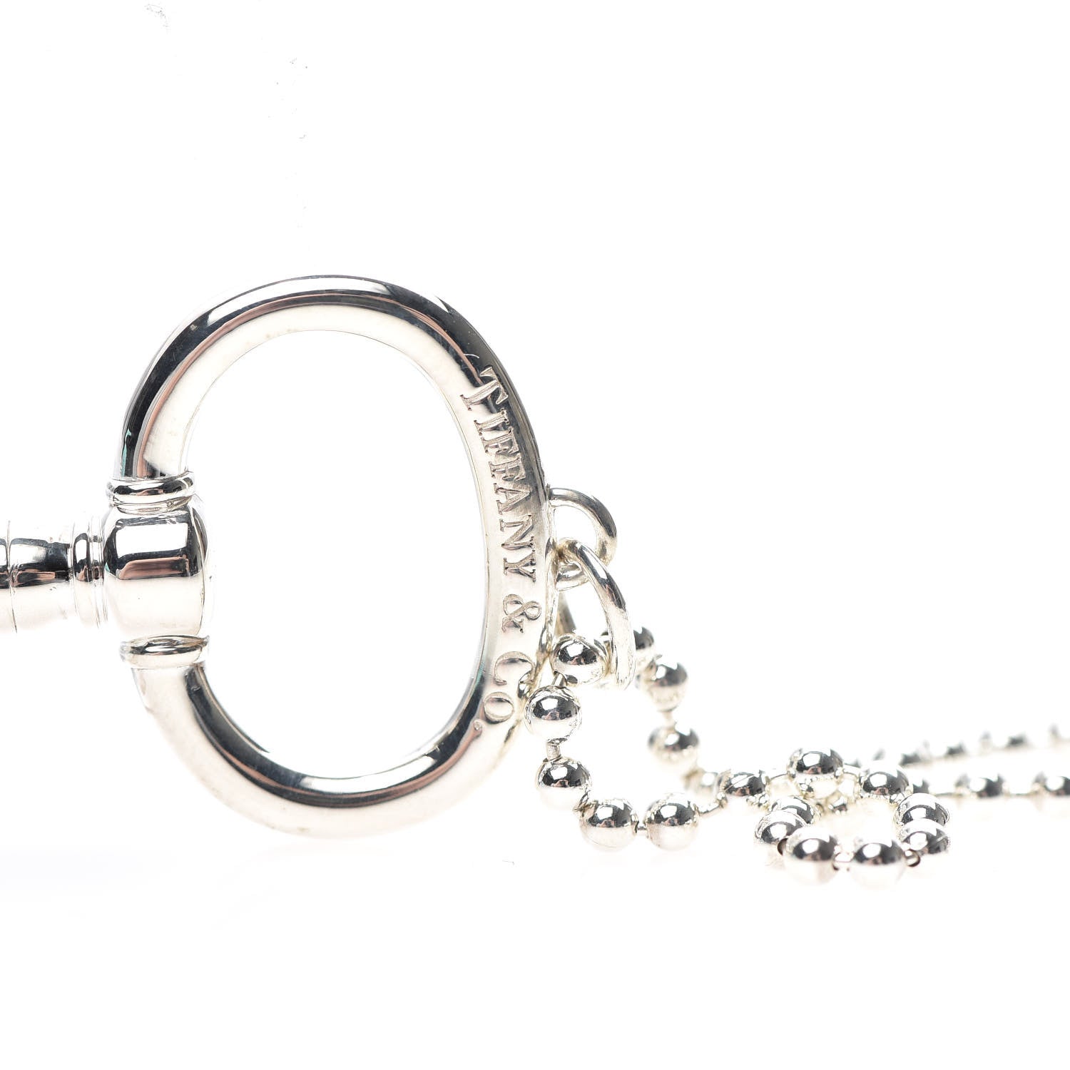 Tiffany Sterling Silver Oval Key Pendant Necklace 5 of 5