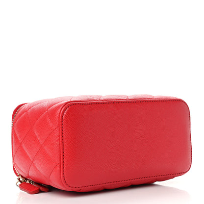 Chanel Caviar Quilted Small Vanity Case With Chain Red 4 of 9