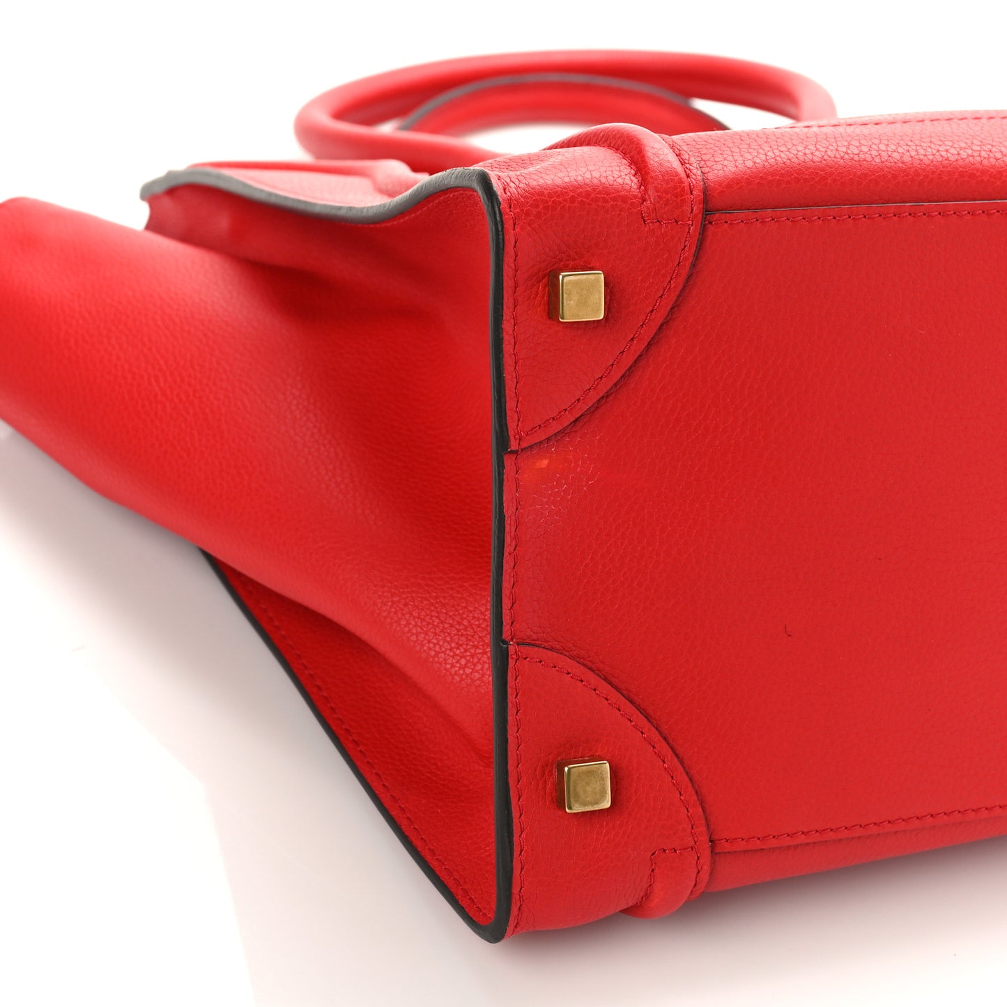 Drummed Calfskin Mini Luggage Coquelicot