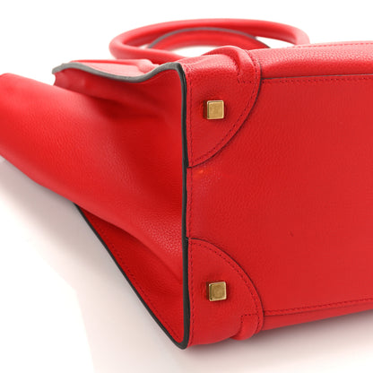 Celine Drummed Calfskin Mini Luggage Coquelicot 7 of 8