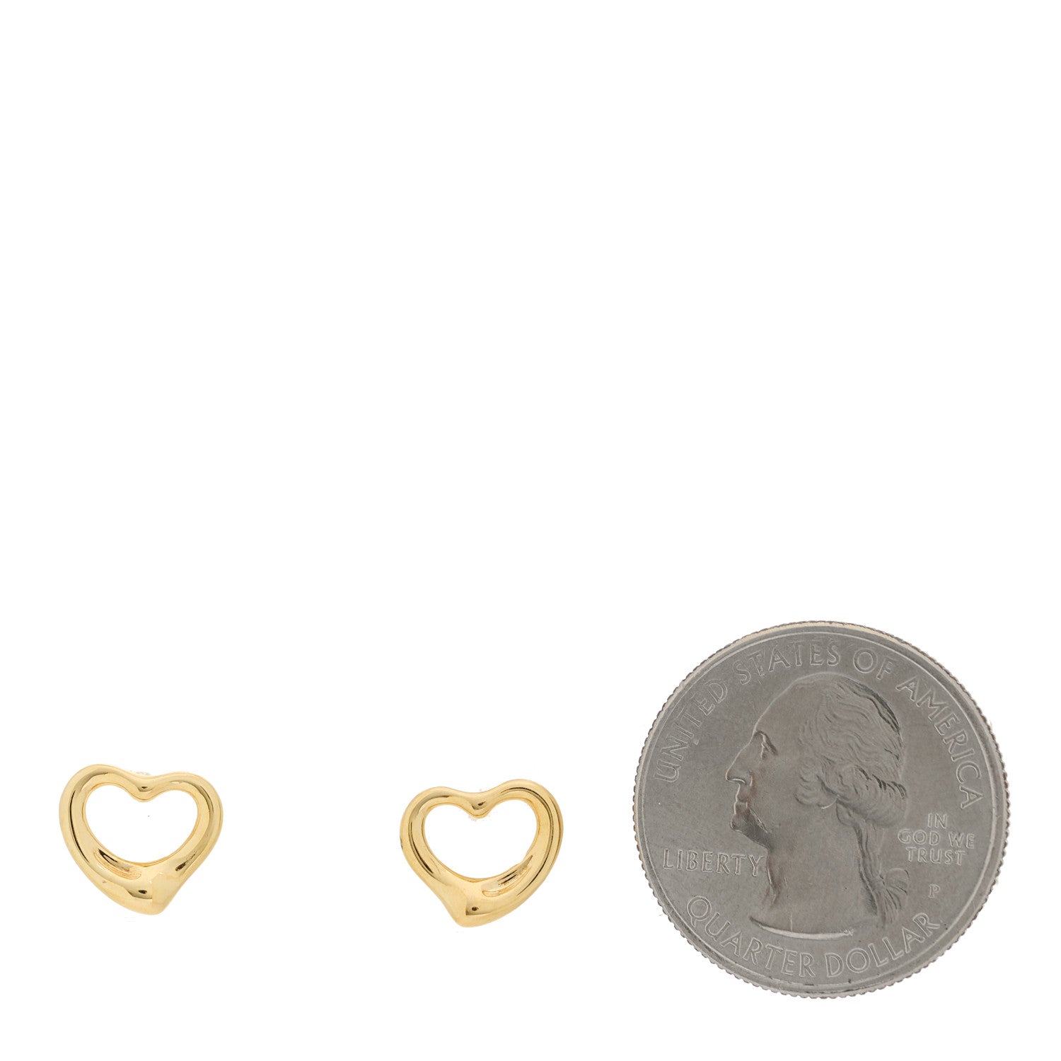 Tiffany 18K Yellow Gold 11mm Elsa Peretti Open Heart Earrings 2 of 4