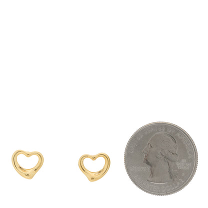 Tiffany 18K Yellow Gold 11mm Elsa Peretti Open Heart Earrings 2 of 4
