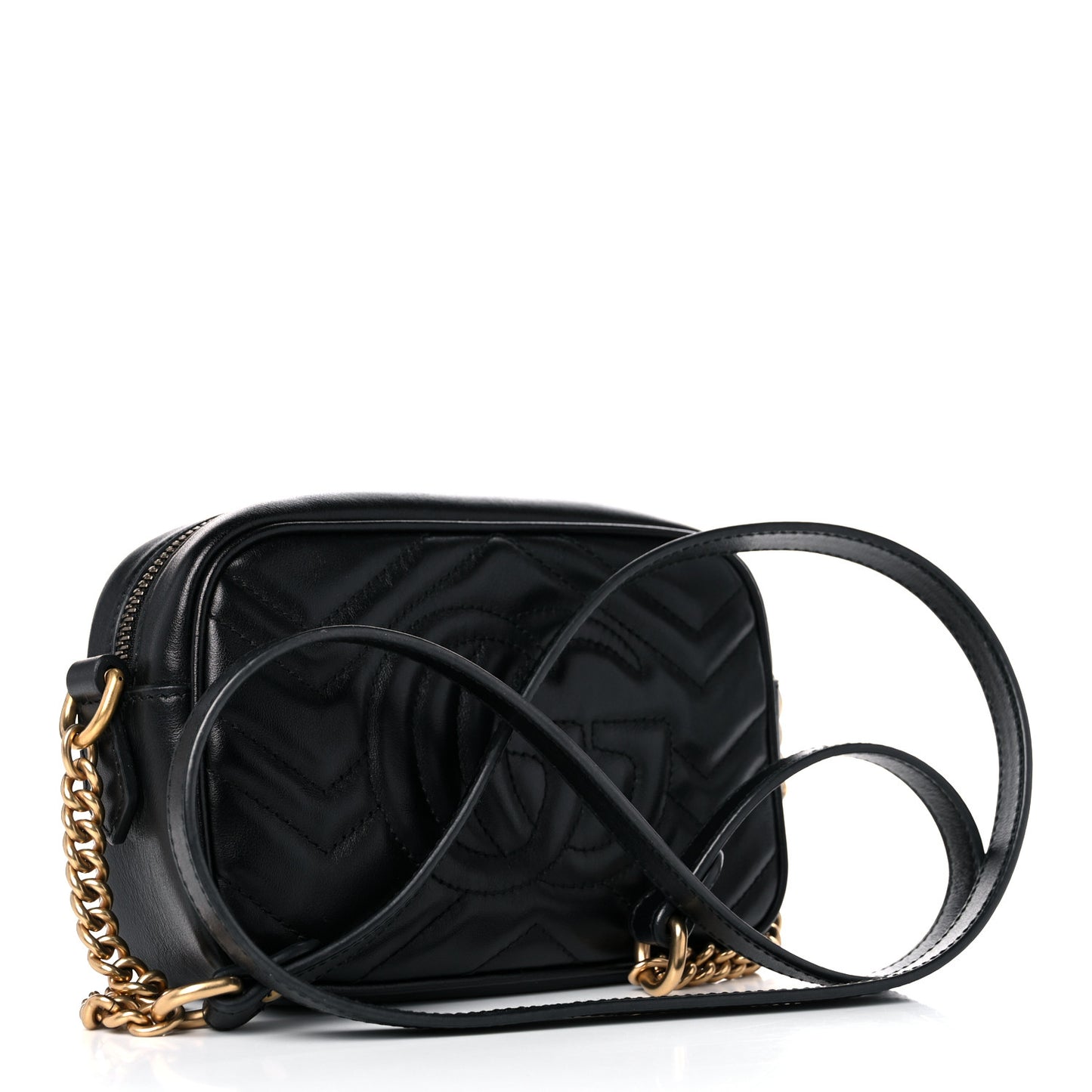 Calfskin Matelasse Mini GG Marmont Chain Shoulder Bag Black