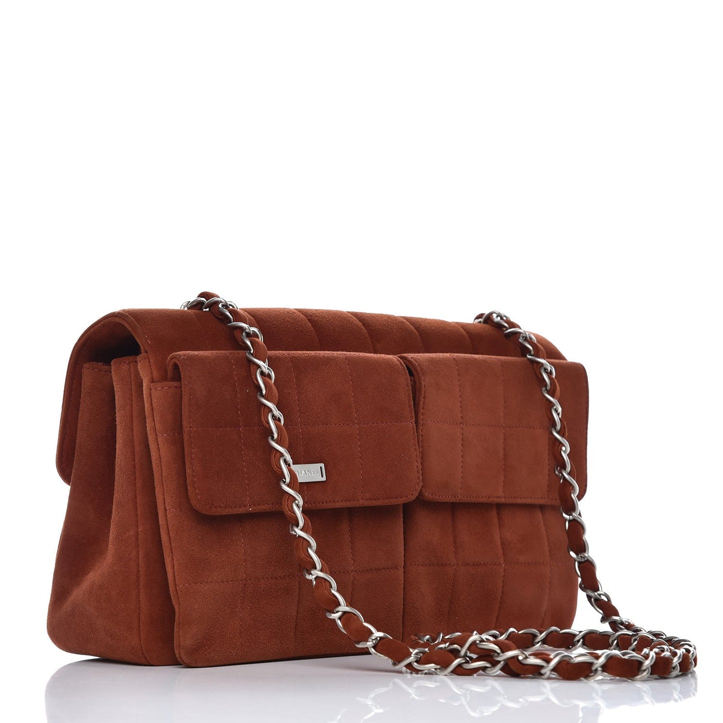 Suede Chocolate Bar Mademoiselle Flap Dark Orange