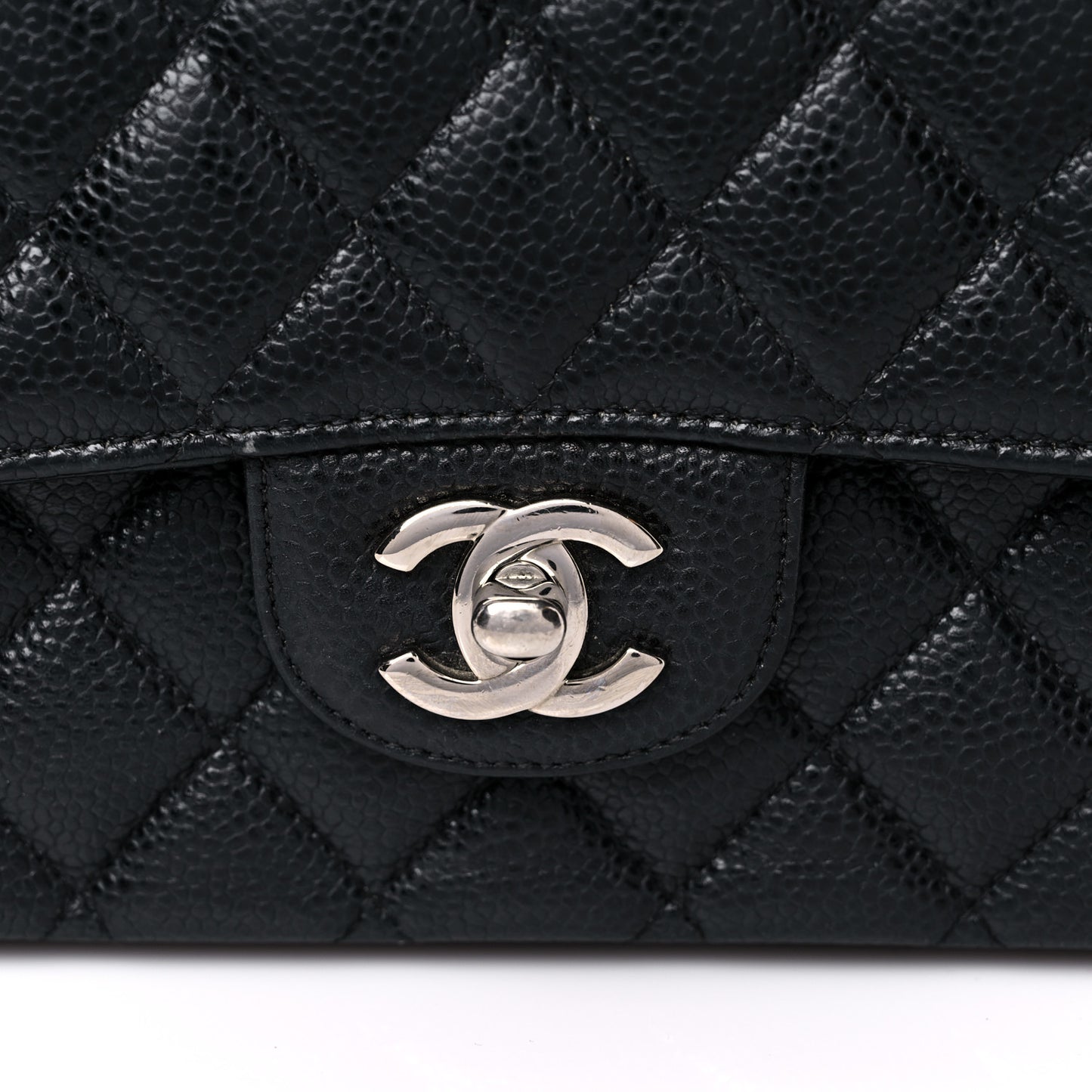 Caviar Quilted Medium Double Flap Black