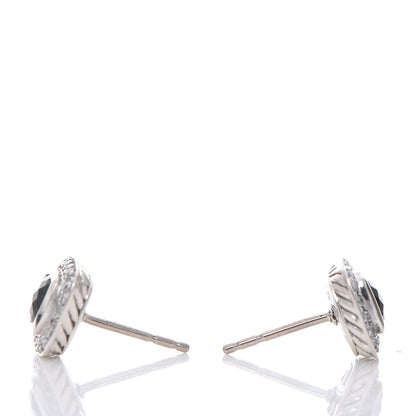David Yurman Sterling Silver Diamond Black Onyx 5mm Petite Albion Earrings 4 of 4