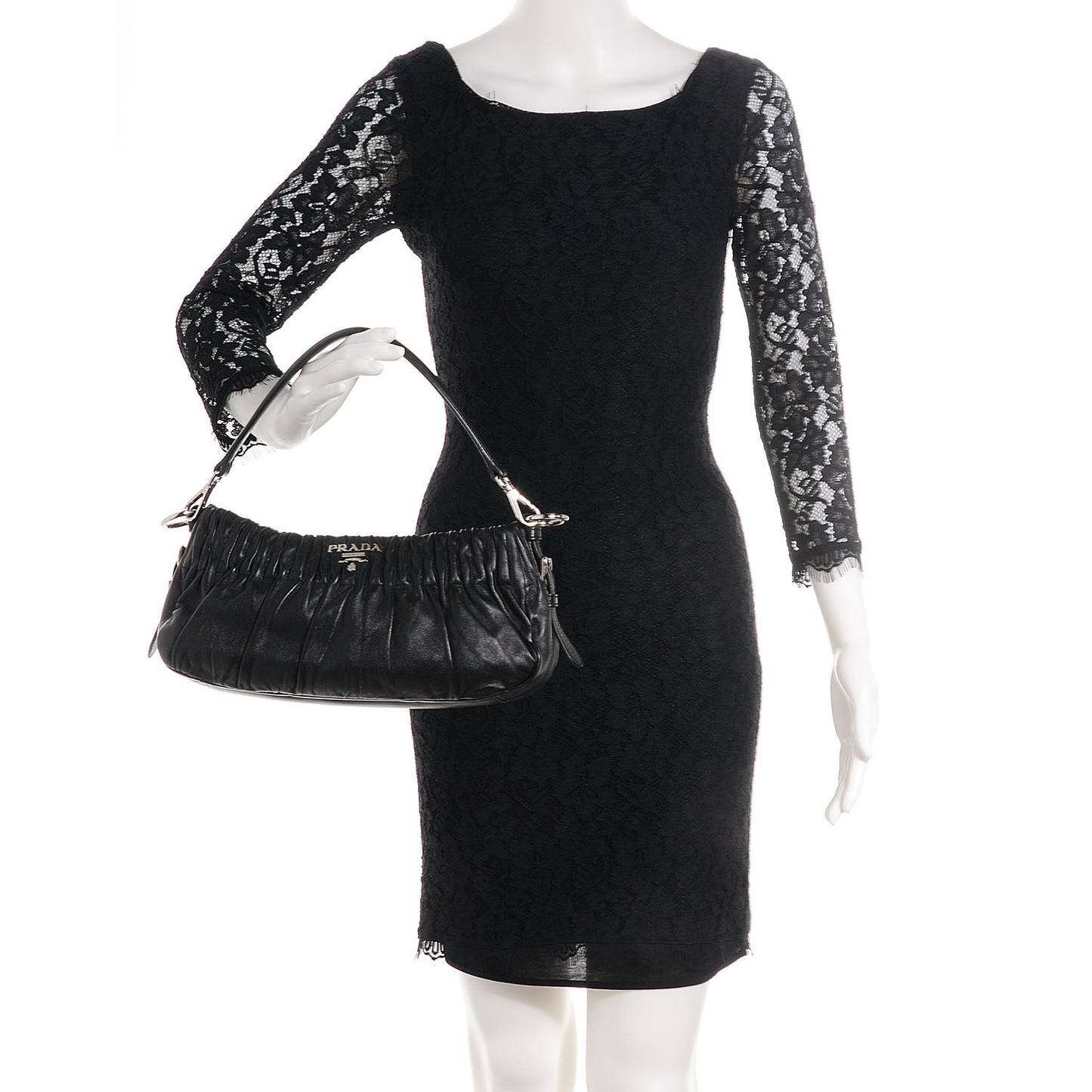 Nappa Drapes Shoulder Bag Nero Black