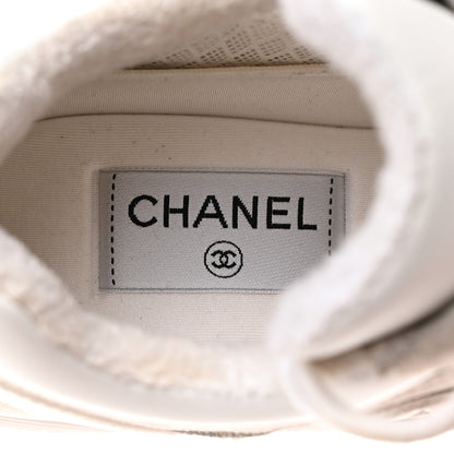 Chanel Mesh Suede Calfskin Grained Calfskin Womens CC Sneakers 39 White Grey 6 of 8