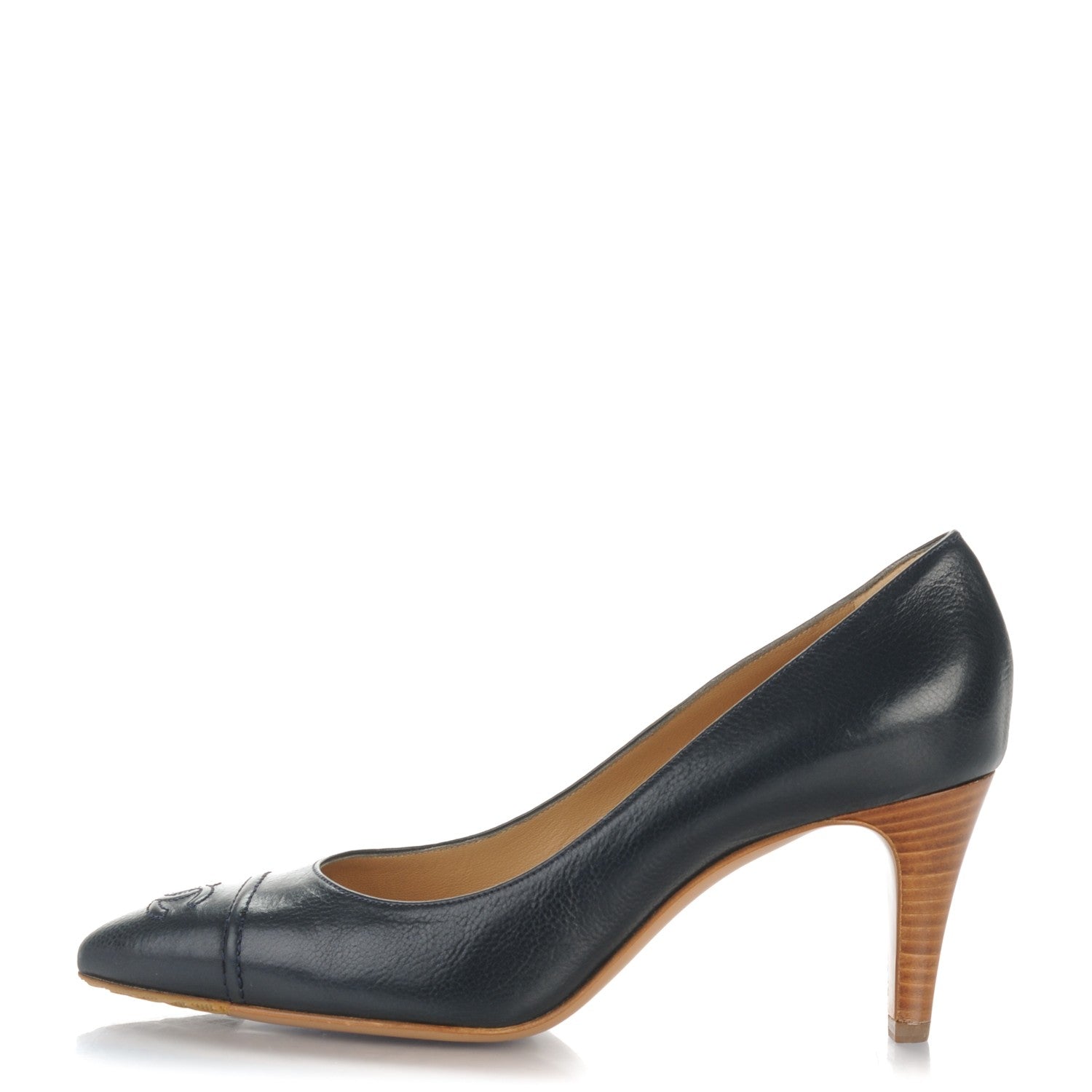 Chanel Lambskin Cap Toe CC Pumps 37 Blue Fonce 1 of 7