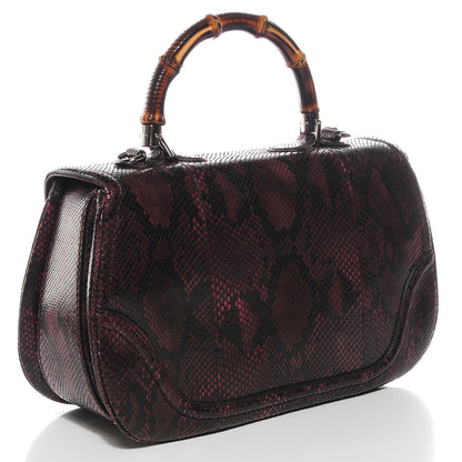 Gucci Python Large New Bamboo Top Handle Bag Bordeaux 3 of 9