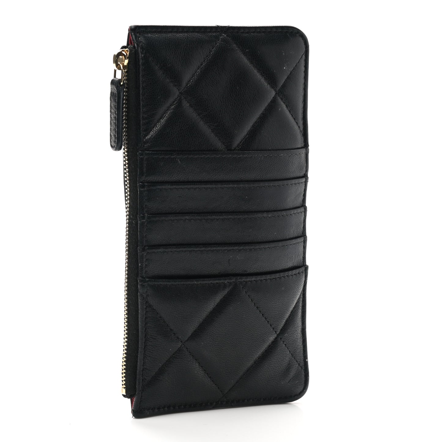 Lambskin Quilted Chanel 19 Phone and Card Holder Black