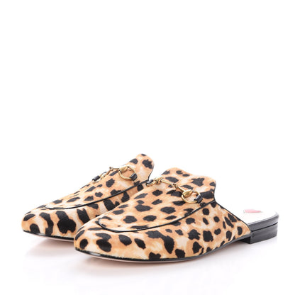 Gucci Calf Hair Leopard Print Womens Princetown Slippers 39.5 Naturale Black 4 of 8