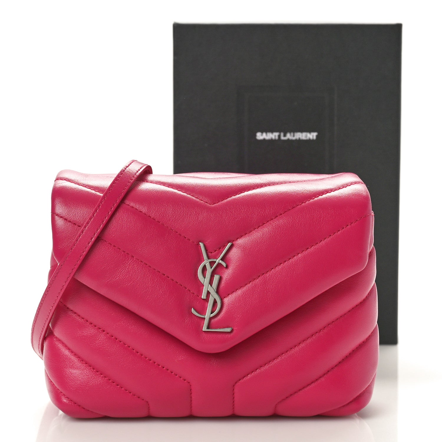 Saint Laurent Calfskin Y Quilted Monogram Toy Loulou Crossbody Bag Freesia 12 of 12