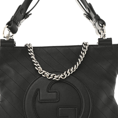 Gucci Sakai Be Green Calfskin Diagonal Stitched Small Blondie Tote Black 8 of 11