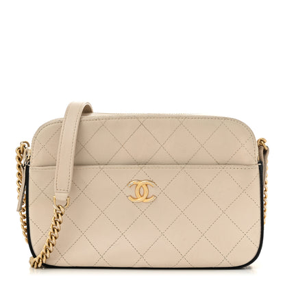 Chanel Calfskin Grosgrain Stitched Button Up Camera Case Light Grey 1 of 12