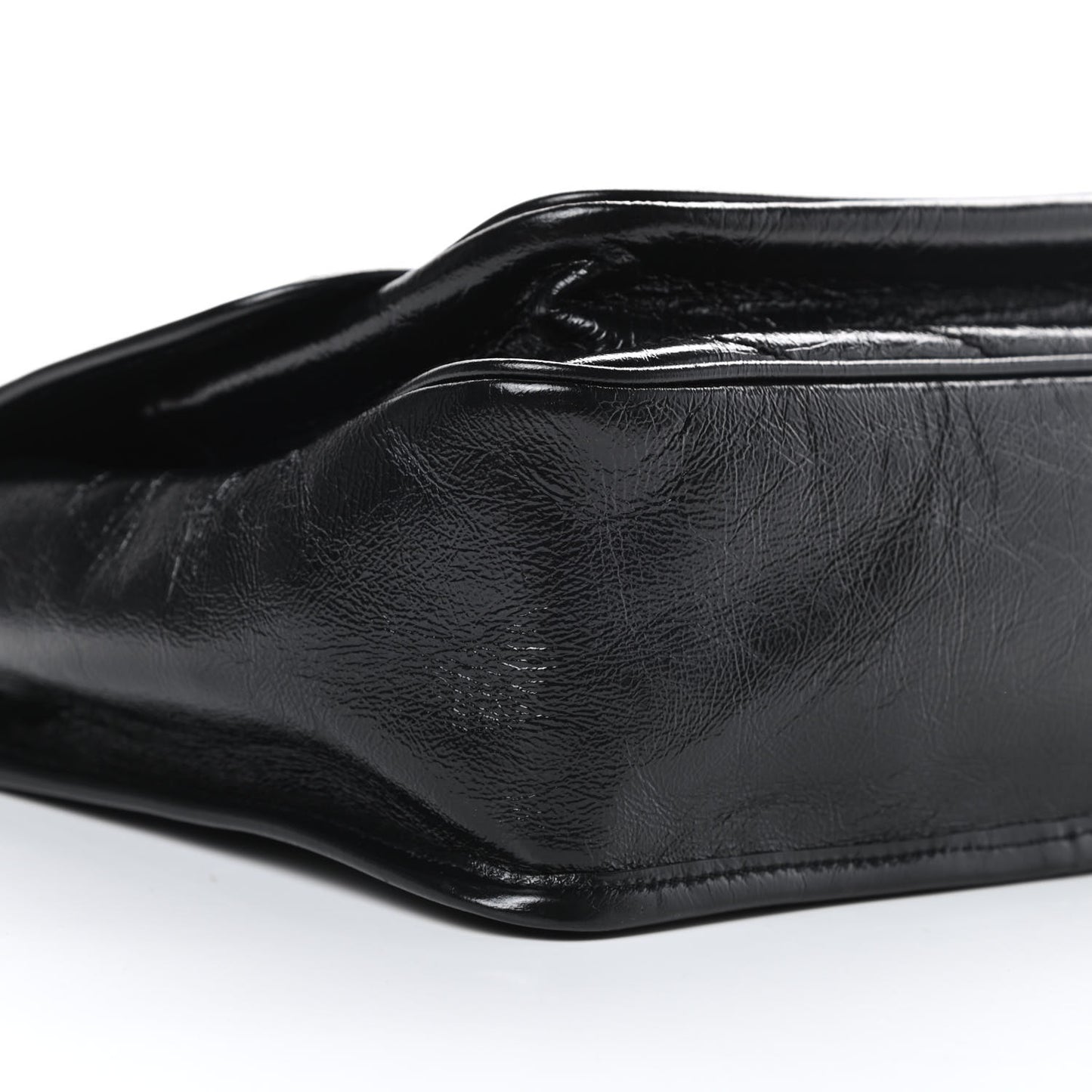 Crinkled Calfskin Matelasse Monogram Medium Niki Chain Satchel Black