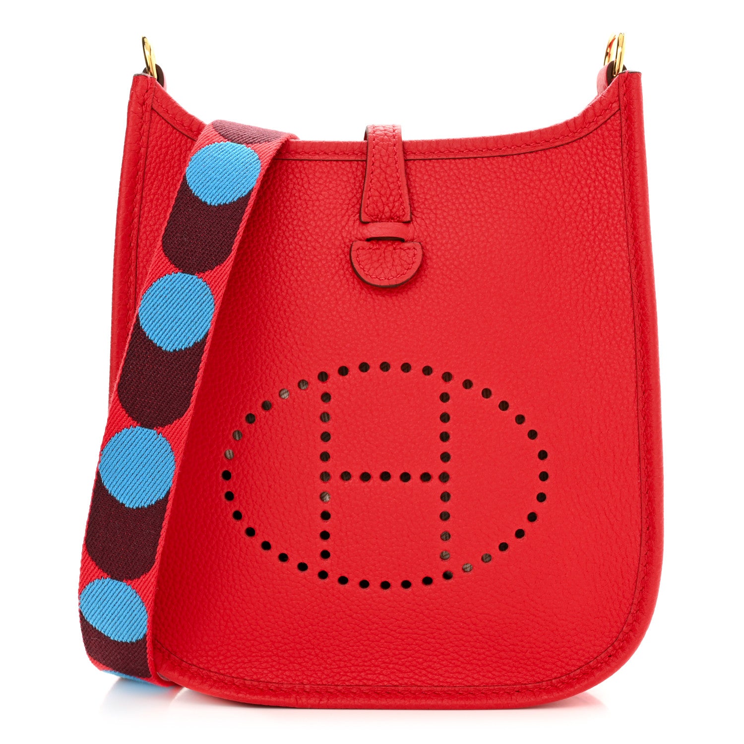 Hermes Taurillon Maurice Flipperball Sangle Evelyne TPM Rouge De Coeur Bleu Frida 1 of 11