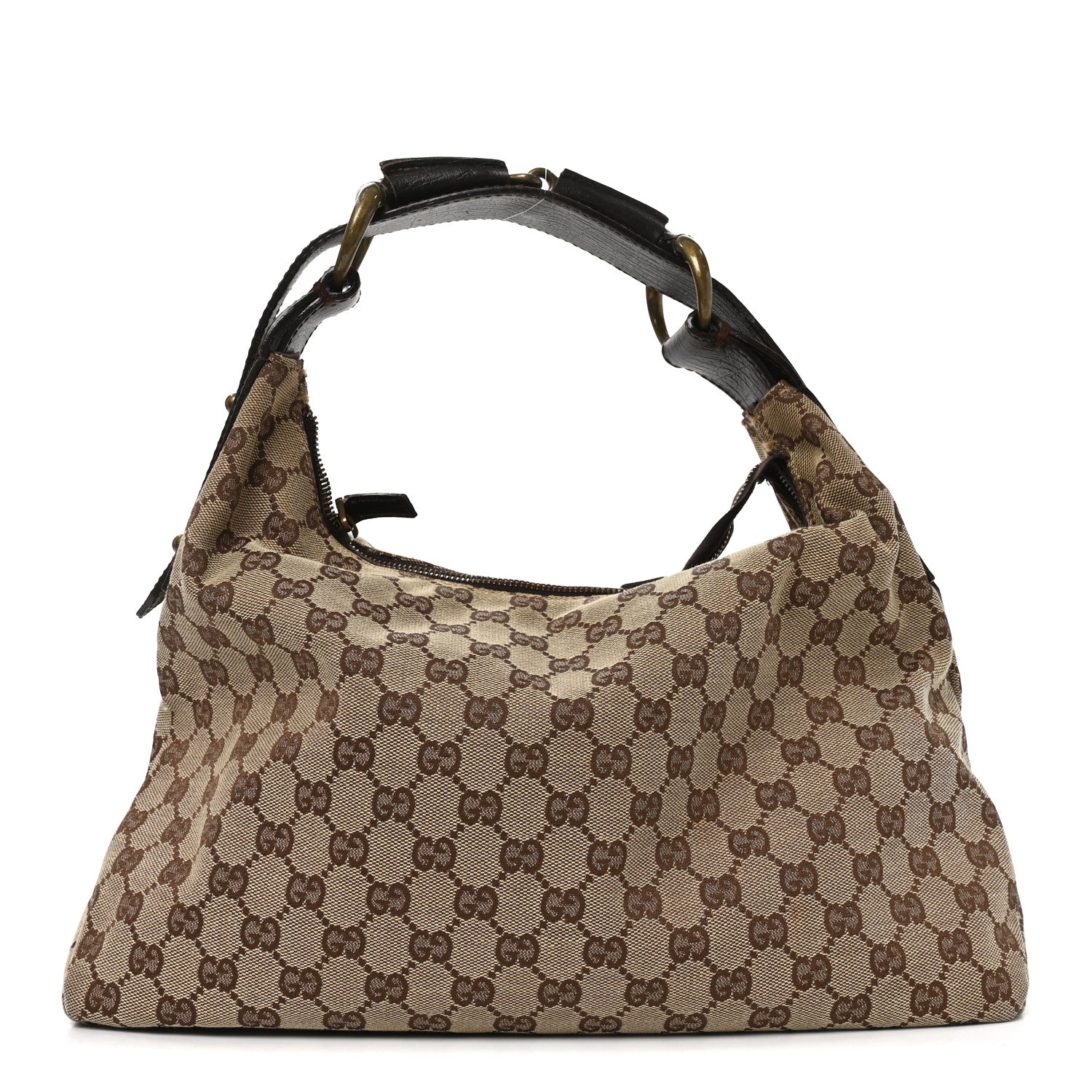 Gucci Monogram Medium Horsebit Chain Hobo Dark Brown 1 of 13