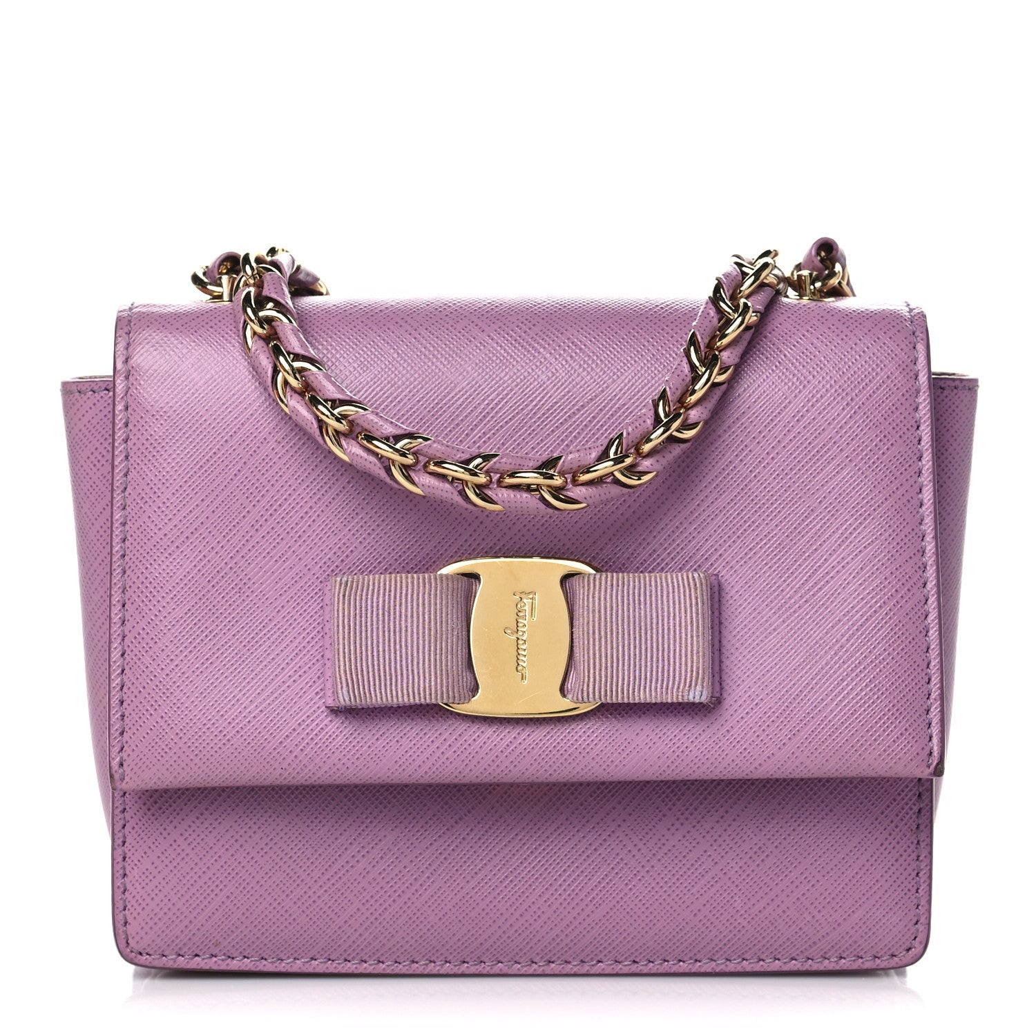 Salvatore Ferragamo Printed Calfskin Ginny Crossbody Bag Purple 1 of 9
