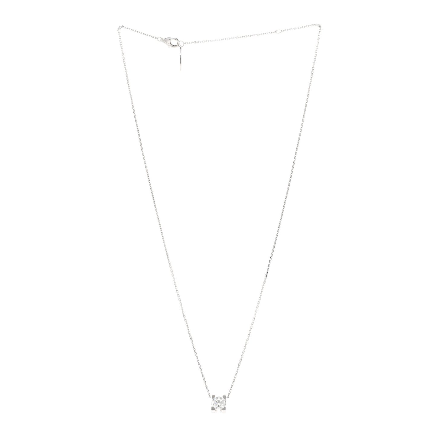 18K White Gold Diamond .71ct C De Cartier Pendant Necklace