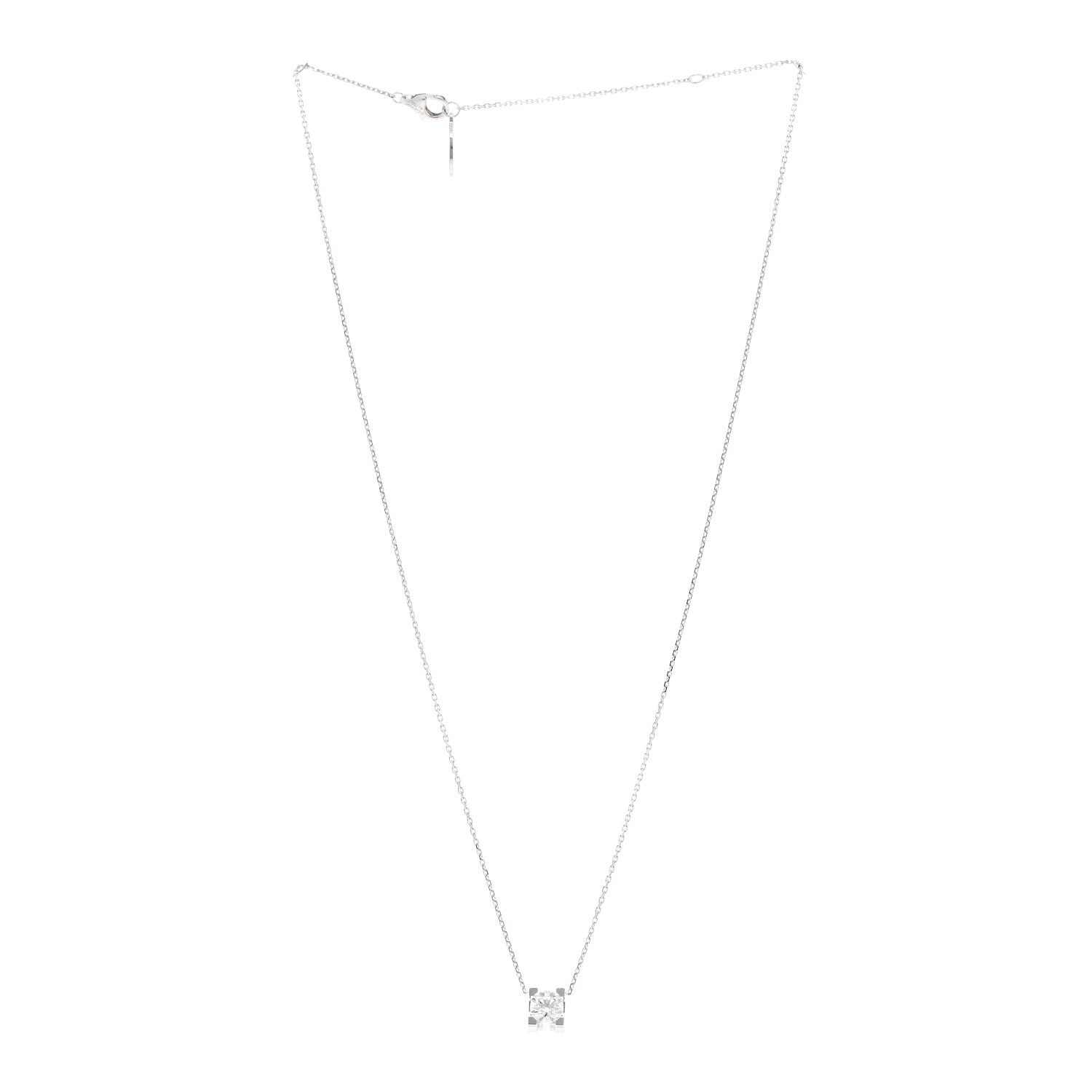 Cartier 18K White Gold Diamond .71ct C De Cartier Pendant Necklace 3 of 5