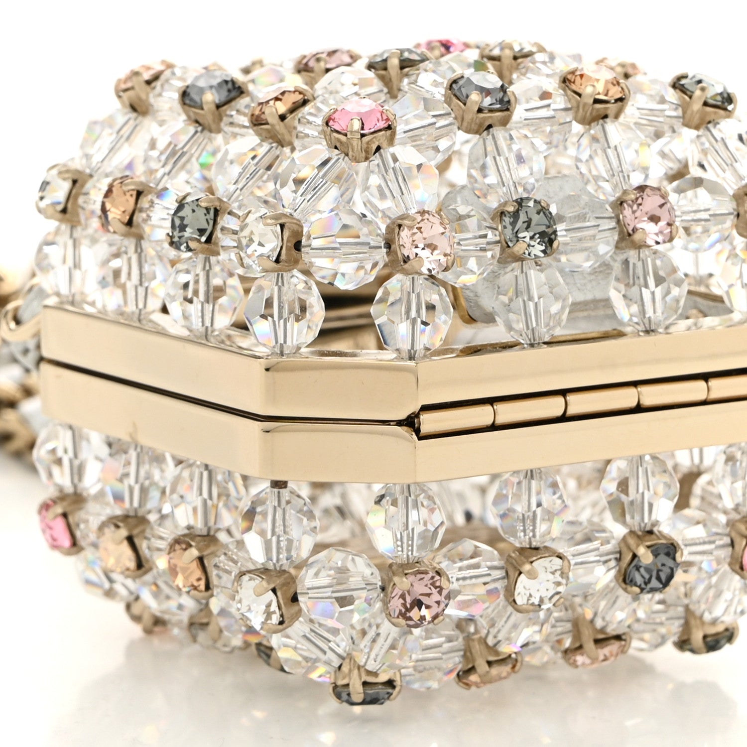 Chanel Metal Bead Crystal Minaudiere CC Mini Evening Bag Gold Multicolor 9 of 11