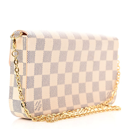 Louis Vuitton Damier Azur Pochette Felicie Chain Wallet Rose Ballerine 3 of 11