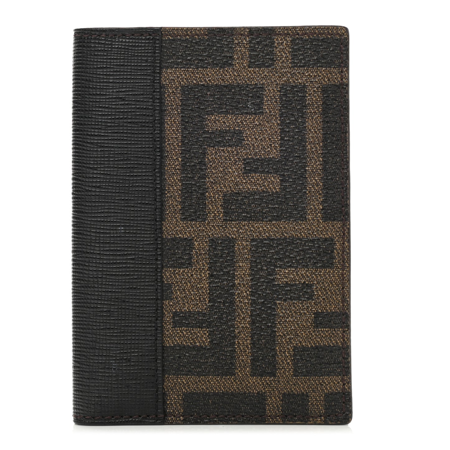 Zucca Spalmati Vitello Elite Double Fold Credit Card Case Tobacco Black