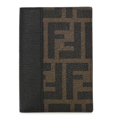 Fendi Zucca Spalmati Vitello Elite Double Fold Credit Card Case Tobacco Black 1 of 8