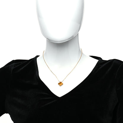 Van Cleef & Arpels 18K Yellow Gold Tiger Eye Vintage Alhambra Pendant Necklace 2 of 7
