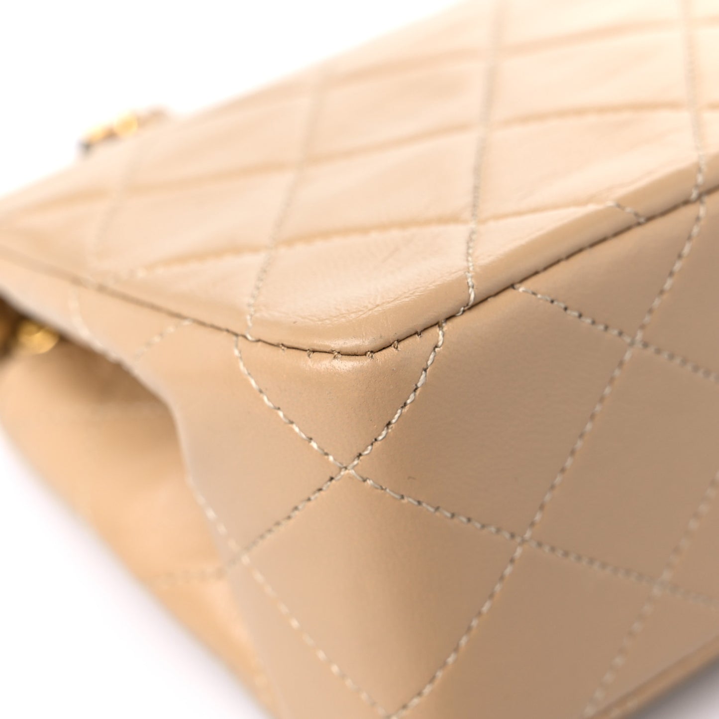 Lambskin Quilted Small Single Flap Beige