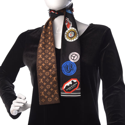 Louis Vuitton Silk Monogram World Tour Stickers Bandeau Black 2 of 5
