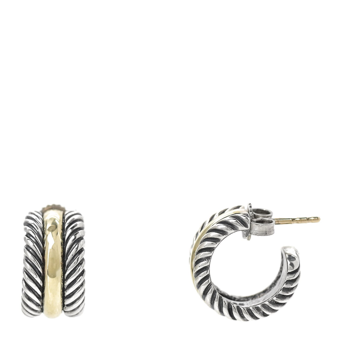 Sterling Silver 14K Yellow Gold 16mm Cable Classics Hoop Earrings