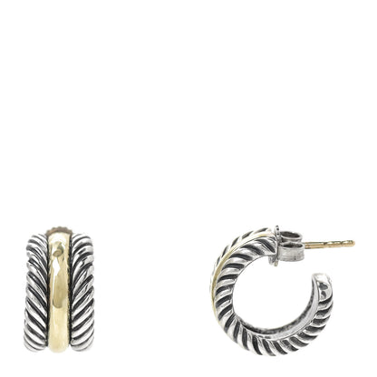 David Yurman Sterling Silver 14K Yellow Gold 16mm Cable Classics Hoop Earrings 1 of 6