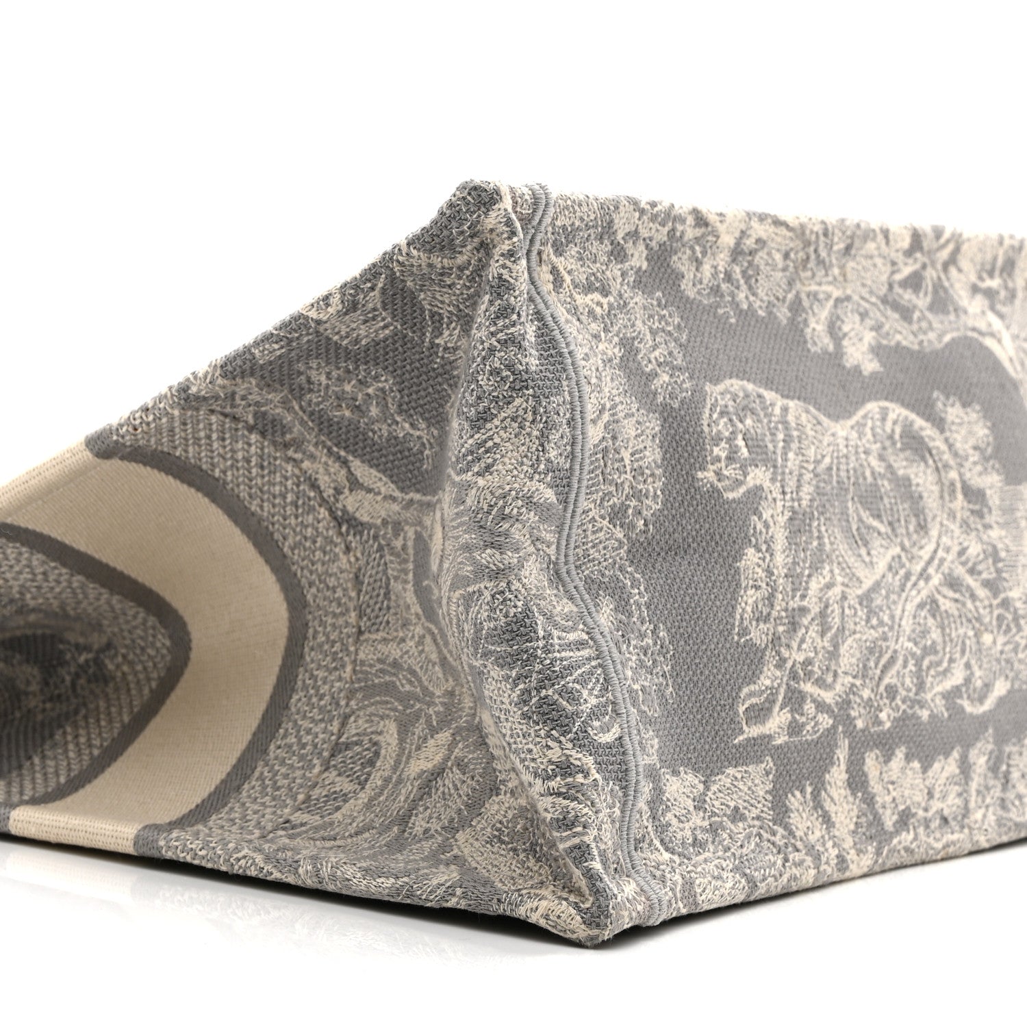 Christian Dior Canvas Embroidered Medium Dioriviera Toile De Jouy Reverse Book Tote Gray 9 of 10