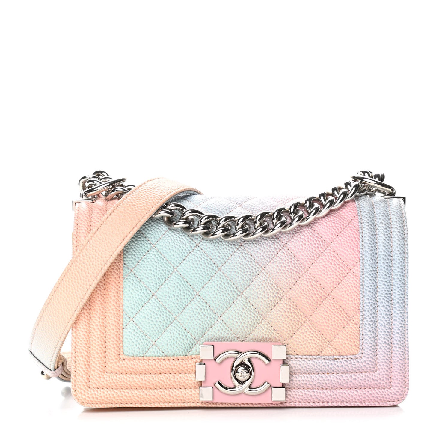 Caviar Quilted Small Rainbow Boy Flap Multicolor